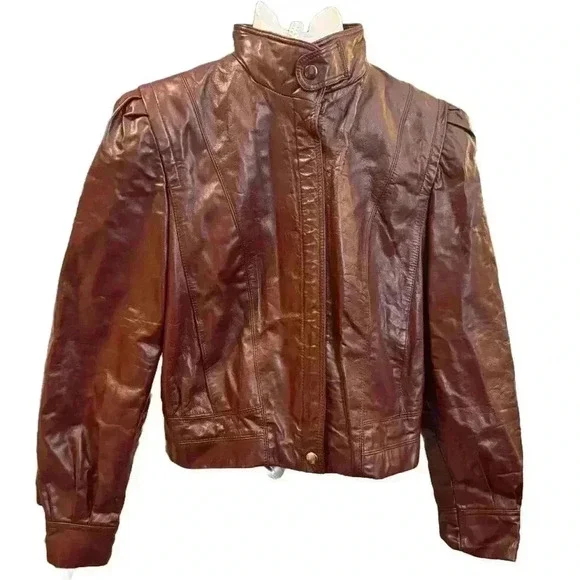 ‼️SOLD‼️ VINTAGE High Sierra Oxblood Genuine Leather Bomber Jacket Size 11-12 - Picture 1 of 10